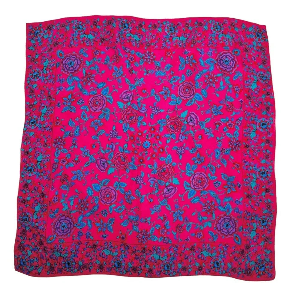 VINTAGE 100% Silk Floral Head Scarf